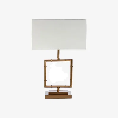 La Redoute Gold Wire Cutout with White Linen Shade Table Lamp