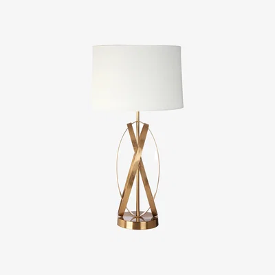 La Redoute Gold Abstract Sculptural Style with Linen Table Lamp