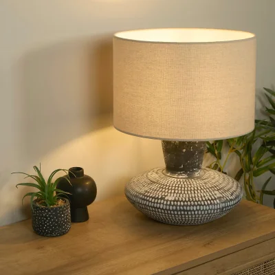 La Redoute Embossed Table Lamp in Black