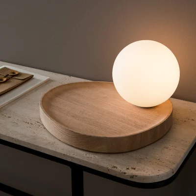 La Redoute Hannasta Oak & Opaline Globe Table Lamp