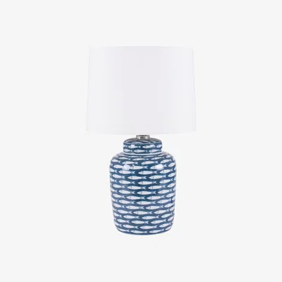 La Redoute Ceramic Classic Blue and White Fish Print Table Lamp