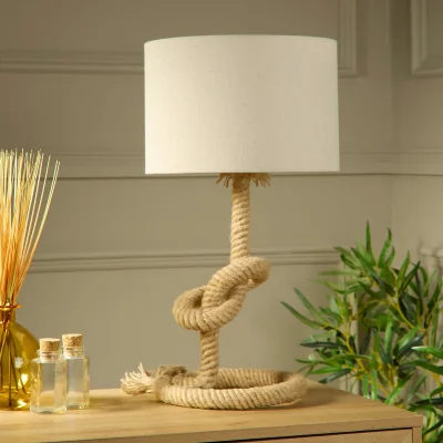 La Redoute Knotted Rope Table Lamp with Neutral Shade