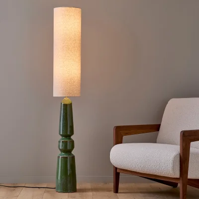 La Redoute Totemy Ceramic and Linen Floor Lamp