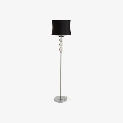 La Redoute Chrome Stick and Crystal Orb Floor Lamp with Black Bamboo Shade