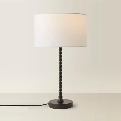 La Redoute Matte Black Bobble Table Lamp with Fabric Drum Shade