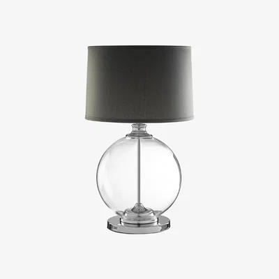La Redoute Medium Glass Orb with Linen Shade Table Lamp