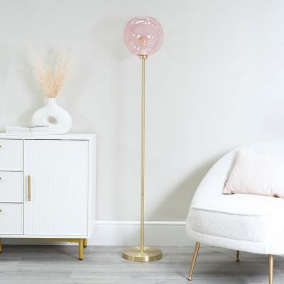 La Redoute Brushed Gold and Pink Globe Floor Lamp