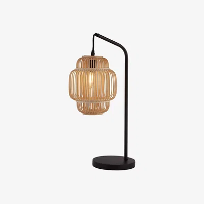La Redoute Black Table Lamp with Bamboo Frame Shade