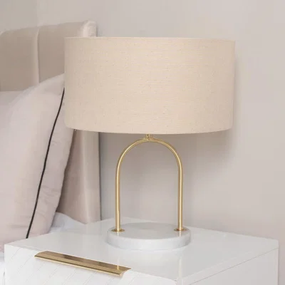 La Redoute Arch Marble Base Table Lamp with Lamp Shade