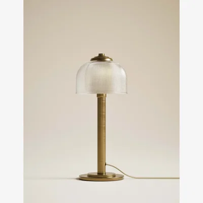 Marks & Spencer M&S Reeded Glass Brass Stem Table Lamp Antique Brass
