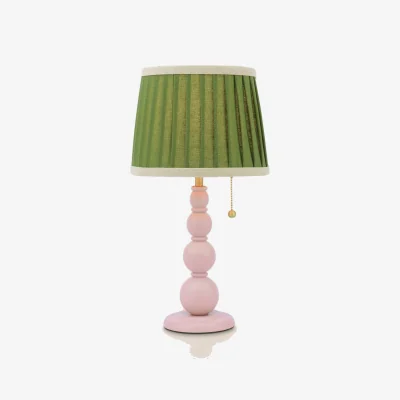 Marks & Spencer Joules Home Lighting Harewood Wooden Bobbin Table Lamp Green Mix