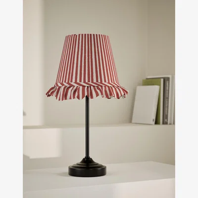 Marks & Spencer M&S Collection Striped Ruffle Rechargeable Table Lamp - Red, Red