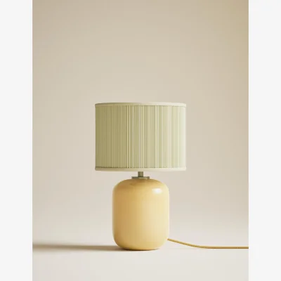 Marks & Spencer M&S Milk Glass Pleated Shade Table Lamp Ochre
