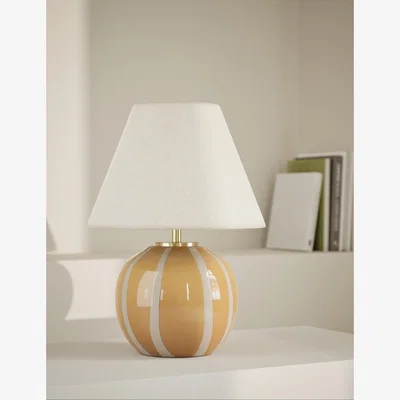 Marks & Spencer M&S Collection Glass Striped Round Table Lamp - Brown, Brown