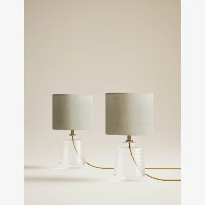 Marks & Spencer M&S Set of 2 Ribbed Glass Small Table Lamps Clear
