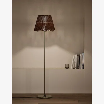 Marks & Spencer M&S Collection Wicker Scallop Shade Floor Lamp - Antique Brass, Antique Brass