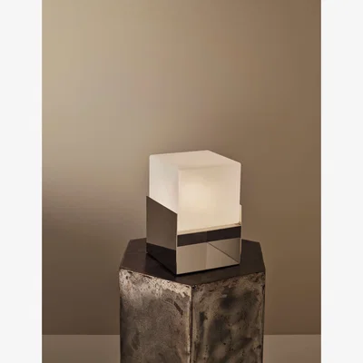 Marks & Spencer M&S X Kelly Hoppen Kelly Hoppen Rechargeable Square Glass Lamp Silver Mix