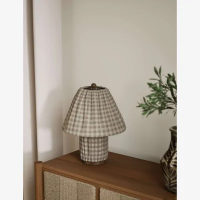 Marks & Spencer M&S Full Pleat Gingham Table Lamp Neutral