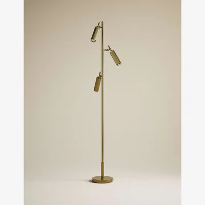 Marks & Spencer M&S Rechargeable Three Light Ribbed Floor Lamp Antique Brass