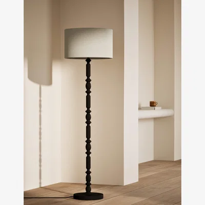 Marks & Spencer M&S Collection Wooden Bobbin Floor Lamp - Black, Black