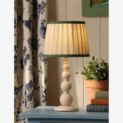 Marks & Spencer Joules Home Lighting Harewood Wooden Bobbin Table Lamp Beige Mix