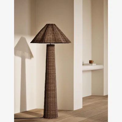 Marks & Spencer M&S Collection Wicker Scallop Flare Floor Lamp - Natural, Natural