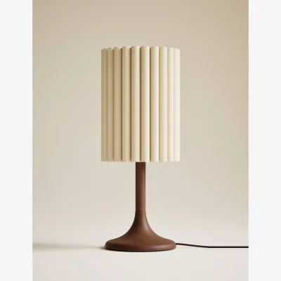 Marks & Spencer M&S Scalloped Shade Wooden Base Tall Table Lamp Brown