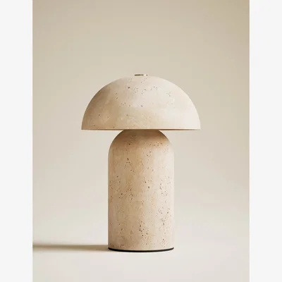 Marks & Spencer M&S Travertine Large Rechargeable Table Lamp Natural