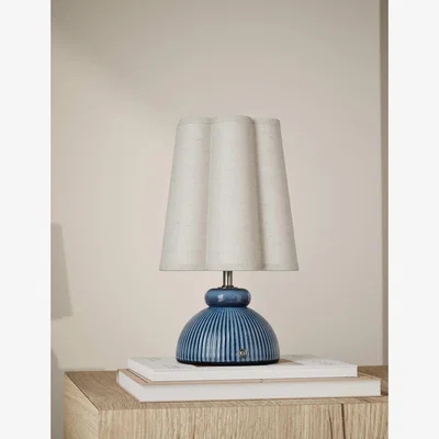 Marks & Spencer M&S Collection Ribbed Scallop Rechargeable Table Lamp - Blue, Blue
