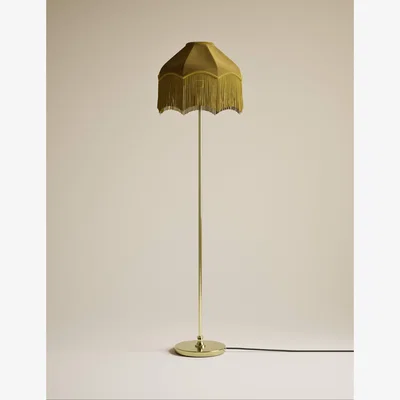 Marks & Spencer M&S Collection Fringed Velvet Shade Floor Lamp - Antique Brass, Antique Brass