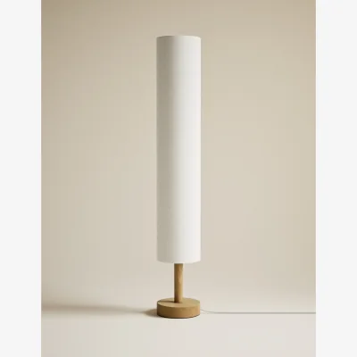 Marks & Spencer M&S Fabric Cylinder Shade Wood Base Floor Lamp Natural