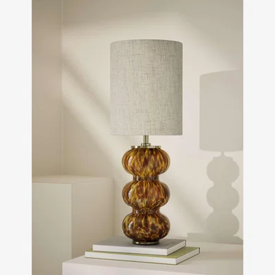 Marks & Spencer M&S Tortoise Shell Glass Twist Base Table Lamp Brown