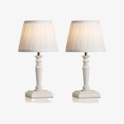 Marks & Spencer Laura Ashley Set of 2 Tate Wooden Table Lamps - White, White