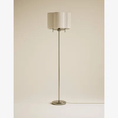 Marks & Spencer M&S Scallop Pleated Shade Brass Base Floor Lamp Antique Brass