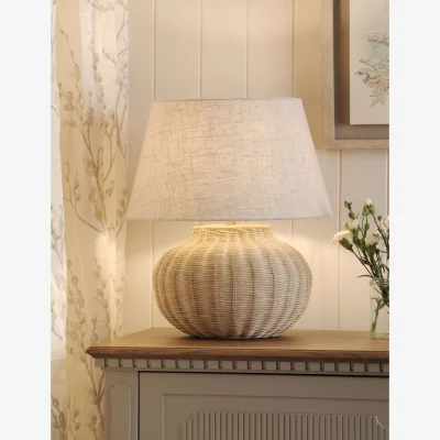 Marks & Spencer Laura Ashley Fernhill Rattan Large Table Lamp Cream