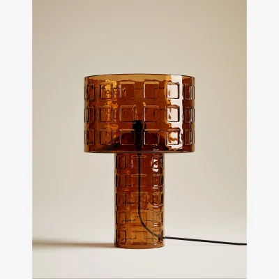 Marks & Spencer M&S Double Layer Shade Glass Base Table Lamp Brown