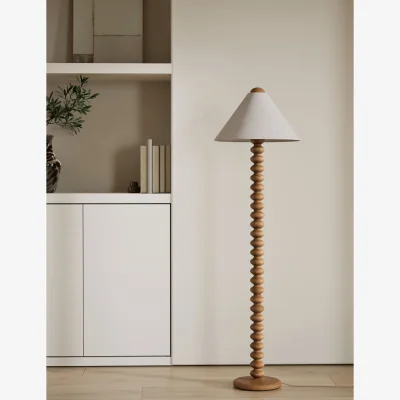Marks & Spencer M&S Evelyn Wooden Bobbin Floor Lamp Wood
