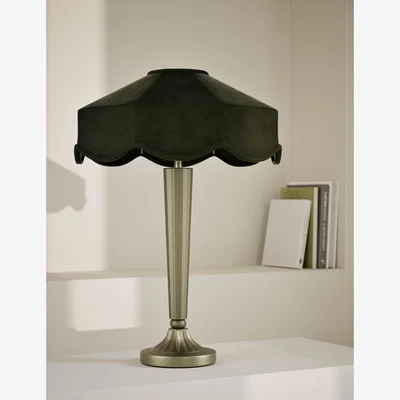 Marks & Spencer M&S Collection Deco Velvet Scallop Shade Table Lamp - Dark Green, Dark Green