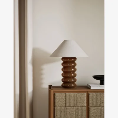 Marks & Spencer M&S Glass Ribbed Table Lamp Brown