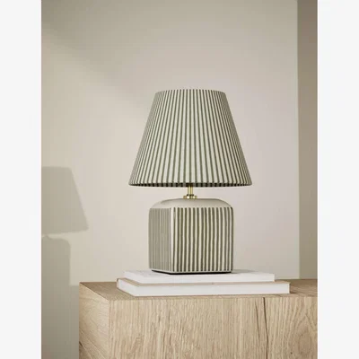 Marks & Spencer M&S Joshua Ceramic Striped Rechargeable Table Lamp Green