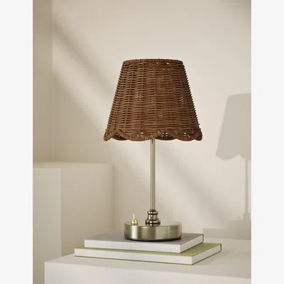 Marks & Spencer M&S Collection Wicker Scallop Rechargeable Table Lamp - Antique Brass, Antique Brass