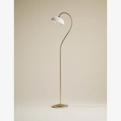 Marks & Spencer M&S Scalloped Glass Swan Neck Floor Lamp White