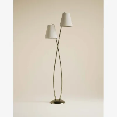 Marks & Spencer M&S Rechargeable Curved Double Floor Lamp Antique Brass