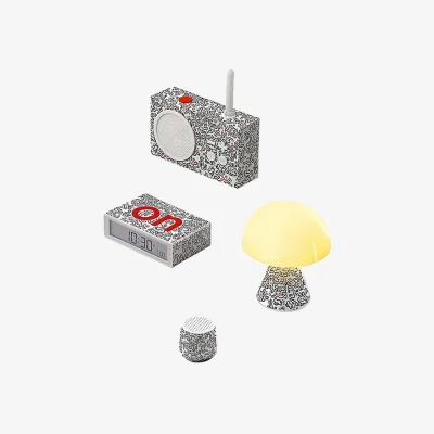 Made in Design Lexon X Keith Haring Gift box plastic material white / Limited series - Bluetooth speaker + LED lamp + alarm clock + radio - Lexon