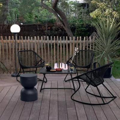 Made in Design Balad Wireless rechargeable outdoor lamp plastic material purple / H 13.5 cm - Set of 3 lamps - Fermob