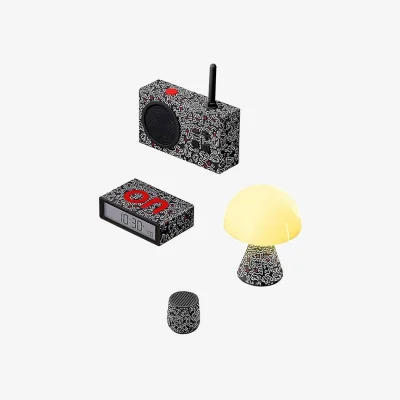 Made in Design Lexon X Keith Haring Gift box plastic material black / Limited series - Bluetooth speaker + LED lamp + alarm clock + radio - Lexon