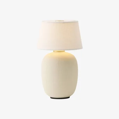 Made in Design Torso Wireless rechargeable lamp ceramic beige / Ø 12 x H 20 cm - Ceramic & fabric - Audo Copenhagen