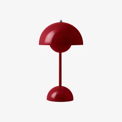 Made in Design Flowerpot VP9 Wireless rechargeable lamp plastic material red / Ø 16 x H 29 cm - Verner Panton, 1968 - &tradition