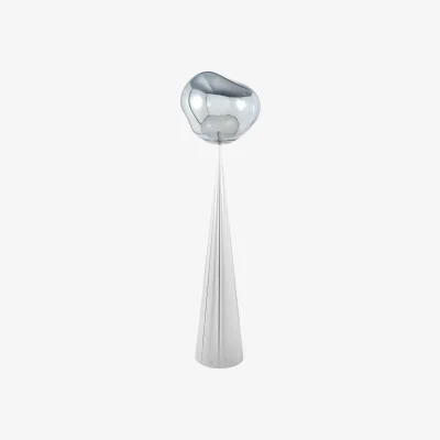 Made in Design Melt Cone Fat Floor lamp plastic material silver / LED - Ø 50 x H 174,5 cm / Metallised polycarbonate (color change) - Tom Dixon