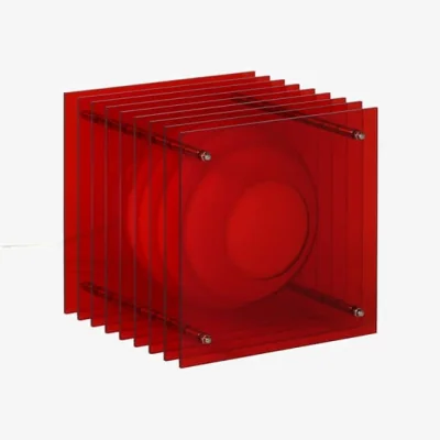 Made in Design Lop Small Square Table lamp plastic material red / Archiproducts Design Award Winner - BANG